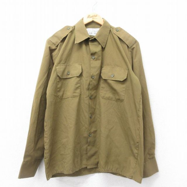 L★古着 長袖 ミリタリー シャツ メンズ イスラエル軍 緑系 グリーン 25jun28 中古 トップス
