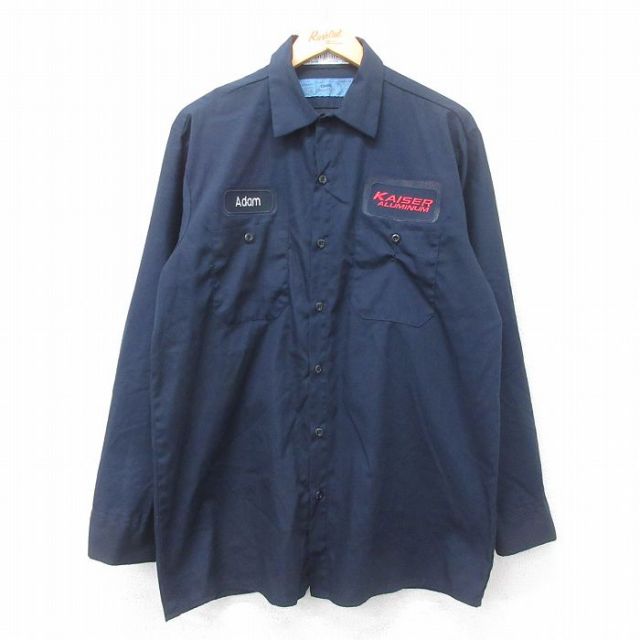 XL★古着 長袖 ワーク シャツ メンズ CiNTAS KAISER 紺 ネイビー 25jun28 中古 トップス