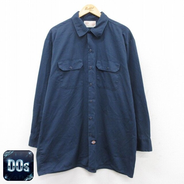 【50%OFF】ディッキーズ 00s 長袖シャツ ネイビー XL | 古着