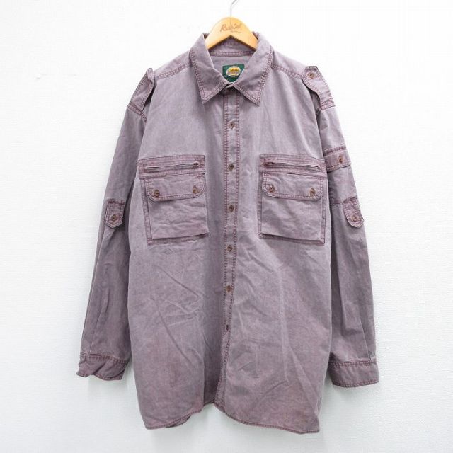 【50%OFF】カベラス 00s 長袖ワークシャツ バーガンディ XL | 古着
