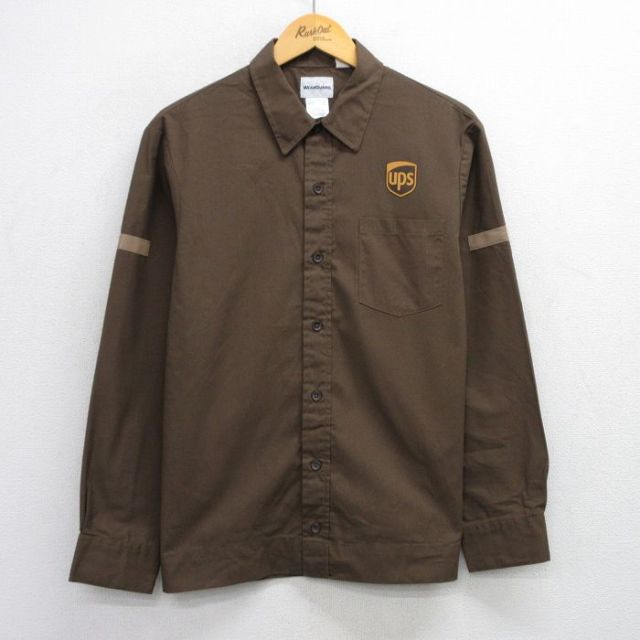 M★古着 Wear Guard 長袖 ワーク シャツ メンズ 00年代 00s UPS こげ茶 ブラウン 【spe】 25oct02 中古 トップス