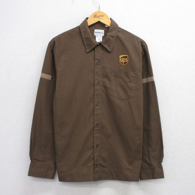 M★古着 Wear Guard 長袖 ワーク シャツ メンズ 00年代 00s UPS こげ茶 ブラウン 25oct02 中古 トップス