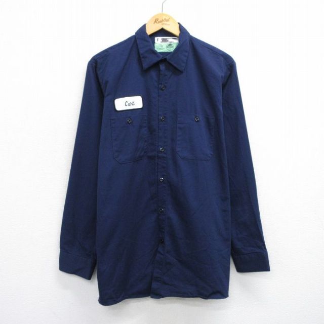 L★古着 レッドキャップ 長袖 ワーク シャツ 00年代 00s コットン 濃紺 ネイビー 25oct02 中古 メンズ トップス
