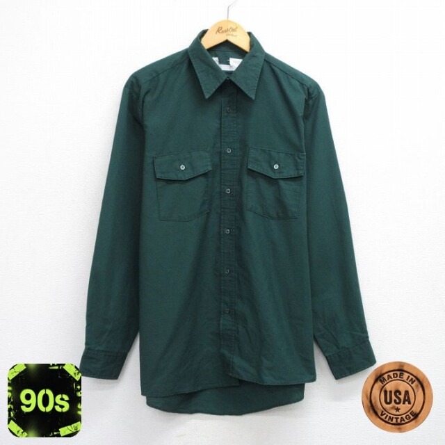 【50%OFF】ワークシャツ グリーン L | 古着