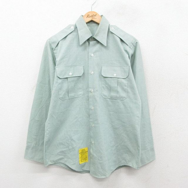L★古着 長袖 ミリタリー シャツ メンズ 90年代 90s USA製 緑系 グリーン 25oct11 中古 トップス