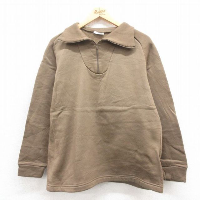 L★古着 長袖 ミリタリー ハーフジップ トップス メンズ 00年代 00s USA製 こげ茶 ブラウン 25oct23 中古