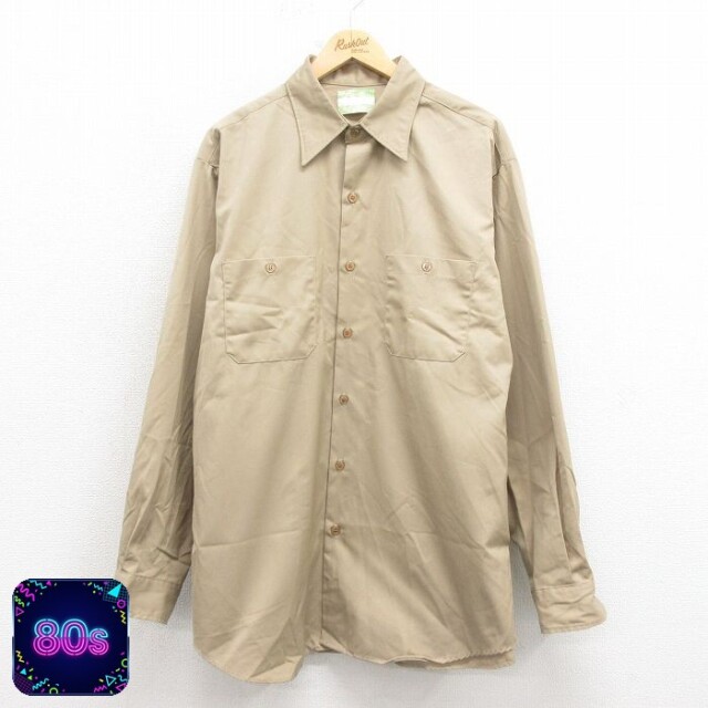 【50%OFF】80s 長袖シャツ ベージュ XL | 古着