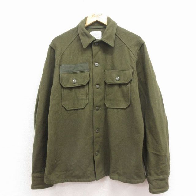 L★古着 長袖 ミリタリー シャツ メンズ 80年代80s USA製 緑 25nov12