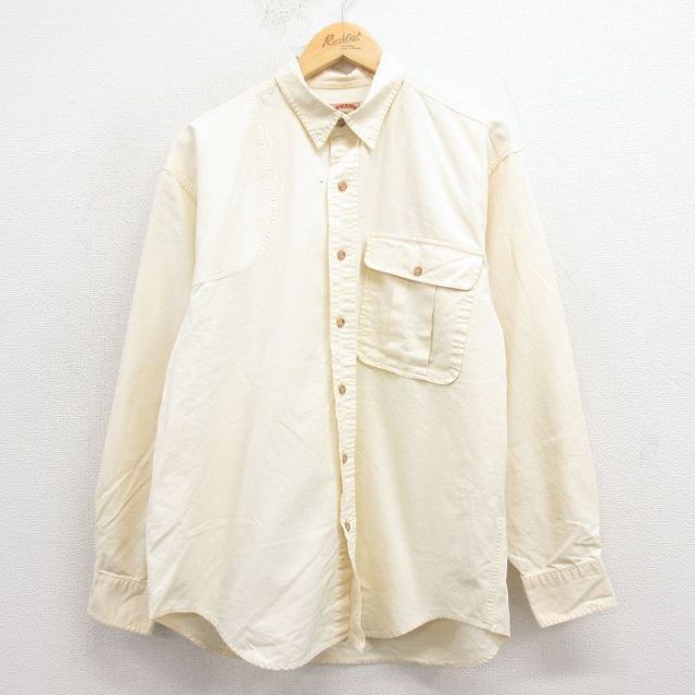 L★古着 バナナリパブリック 長袖 ブランド ハンティング シャツ メンズ 80年代 80s コットン 薄黄 25nov12