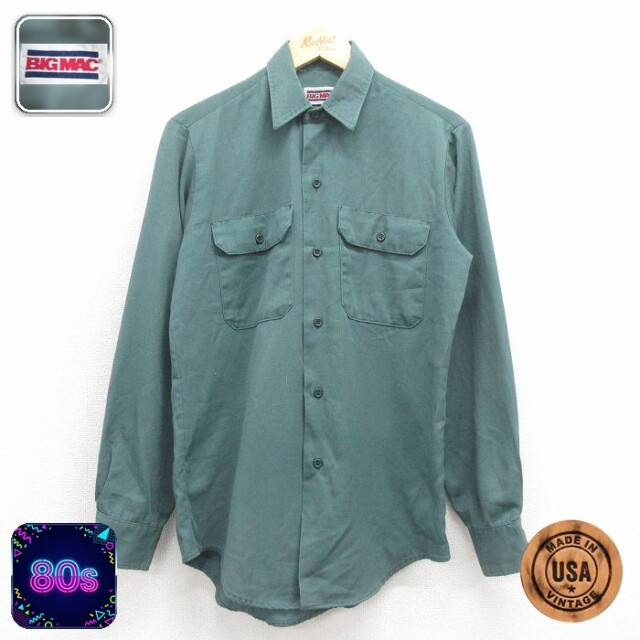 【50%OFF】ビッグマック 80s 長袖ワークシャツ グリーン M | 古着