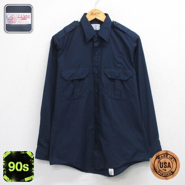 【50%OFF】レッドキャップ 90s 長袖ワークシャツ ネイビー M | 古着