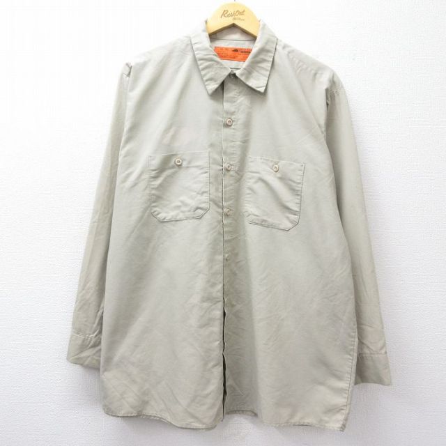 レッドキャップ 90s 長袖ワークシャツ ベージュ XL | 古着