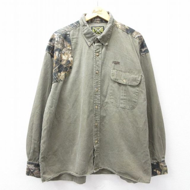 【20%OFF】XL★古着 長袖 ハンティング シャツ メンズ 00年代 00s SCOTTISH GREYS 大きいサイズ コットン ボタンダウン 濃緑他 25nov28