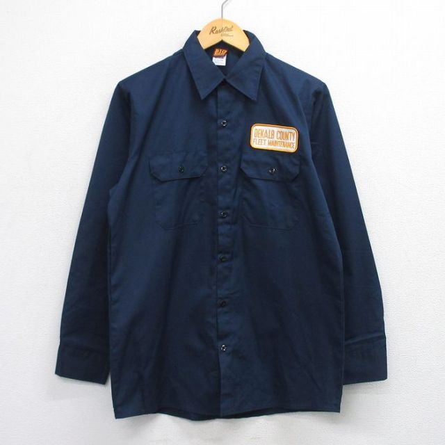 【20%OFF】M★古着 ビッグベン 長袖 ワーク シャツ メンズ 90年代 90s DEKALB USA製 紺 25dec03