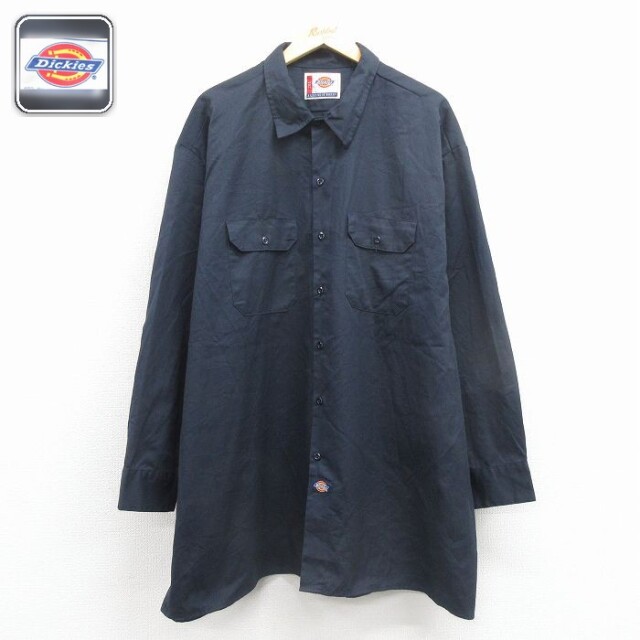 【50%OFF】ディッキーズ 長袖ワークシャツ ネイビー XL | 古着