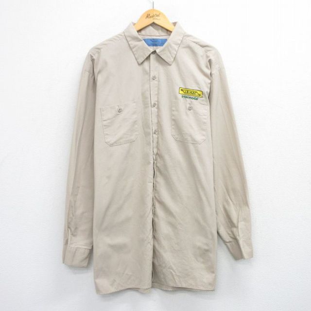 CiNTAS 長袖ワークシャツ JB HUNT ベージュ XL | 古着