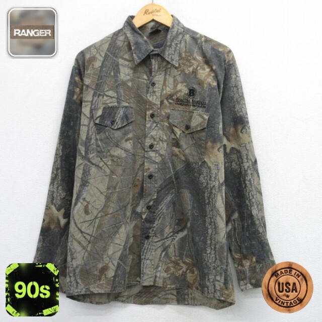 【50%OFF】Bradford 90s 長袖シャツ リアルツリー ベージュ迷彩 L | 古着