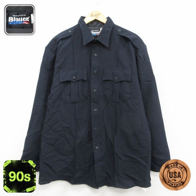 【50%OFF】ブラウアー 90s ワークシャツ 濃紺 XL | 古着