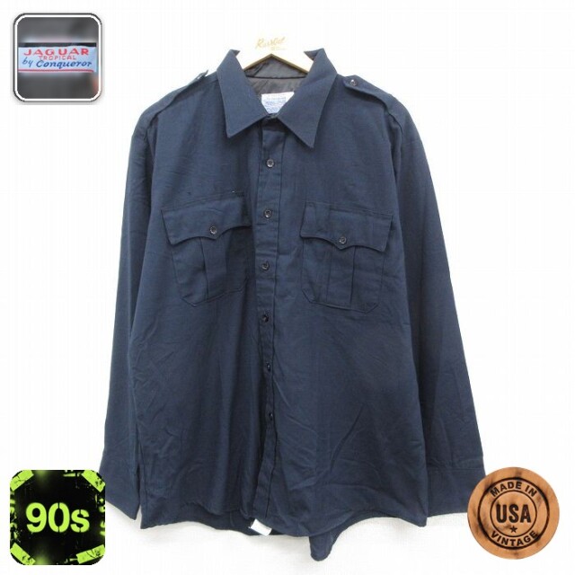 【50%OFF】ワークシャツ ネイビー XL | 古着
