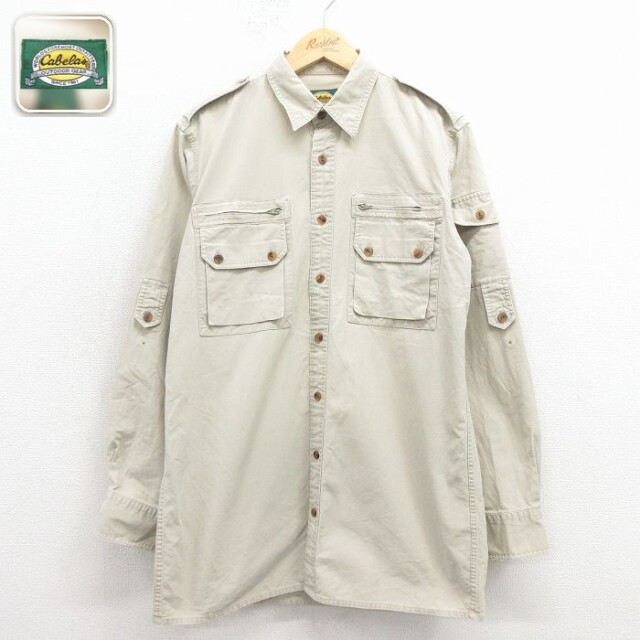 【50%OFF】カベラス 長袖ワークシャツ ベージュ L | 古着