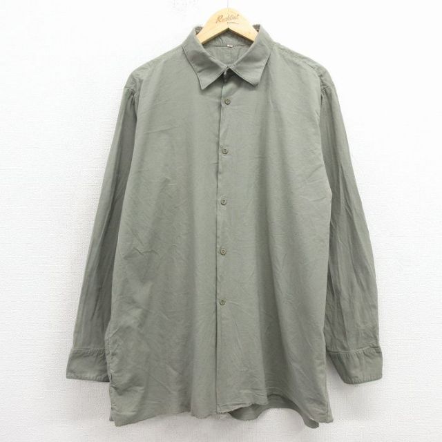 長袖ミリタリーシャツ グリーン XL | 古着