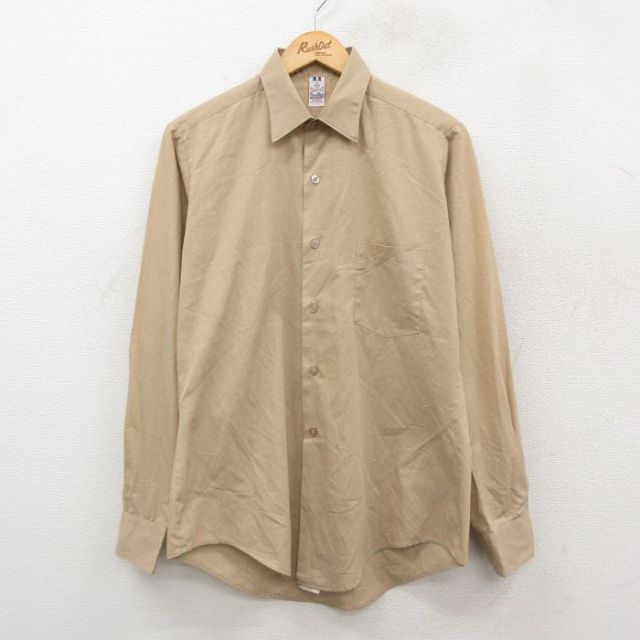 80s 長袖ワークシャツ ベージュ L | 古着