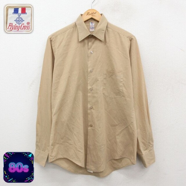 【50%OFF】80s 長袖ワークシャツ ベージュ L | 古着