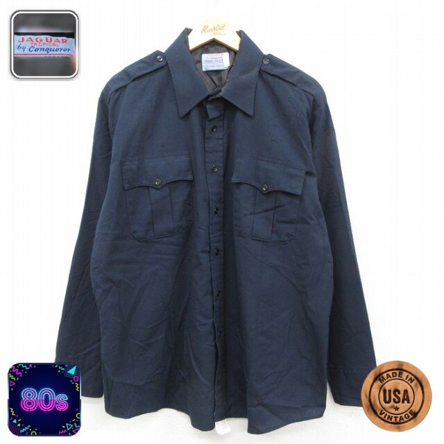 【50%OFF】80s 長袖ワークシャツ ネイビー XL | 古着