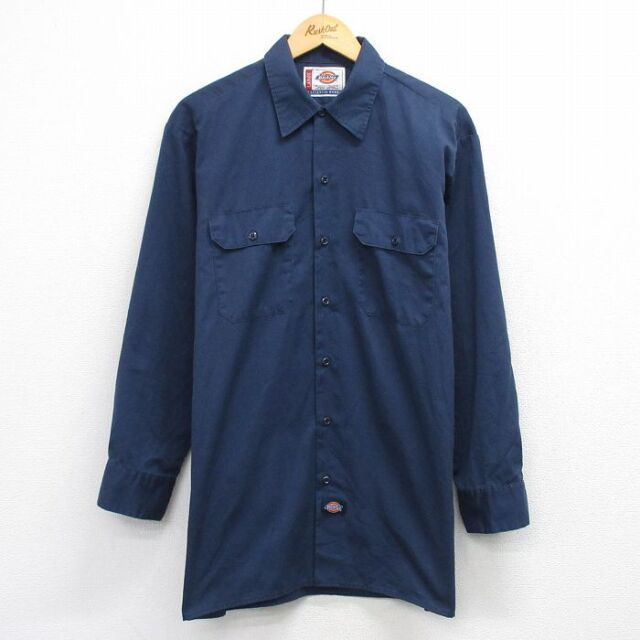 ディッキーズ 長袖ワークシャツ ネイビー XL | 古着
