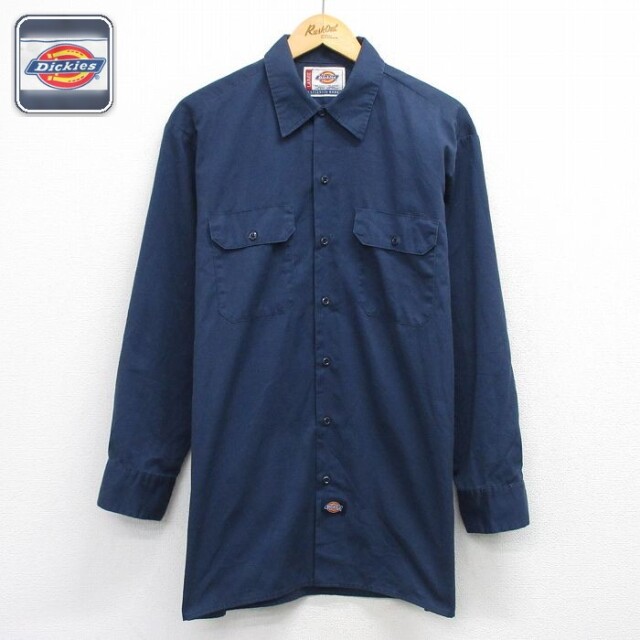 【50%OFF】ディッキーズ 長袖ワークシャツ ネイビー XL | 古着