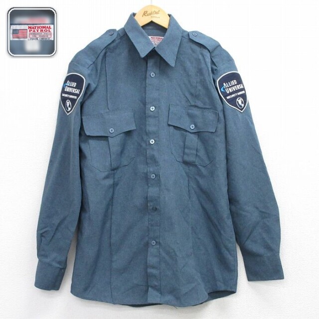 【50%OFF】セキュリティ 長袖ワークシャツ ネイビー XL | 古着