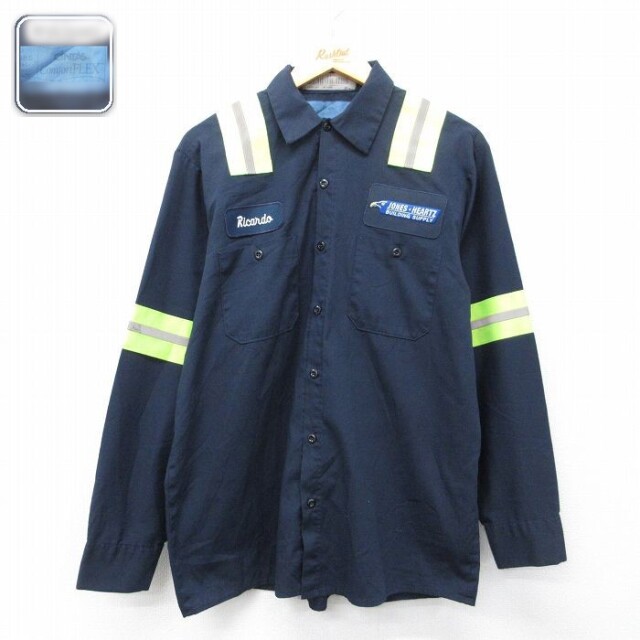 【50%OFF】CINTAS 長袖ワークシャツ リフレクター ネイビー XL | 古着