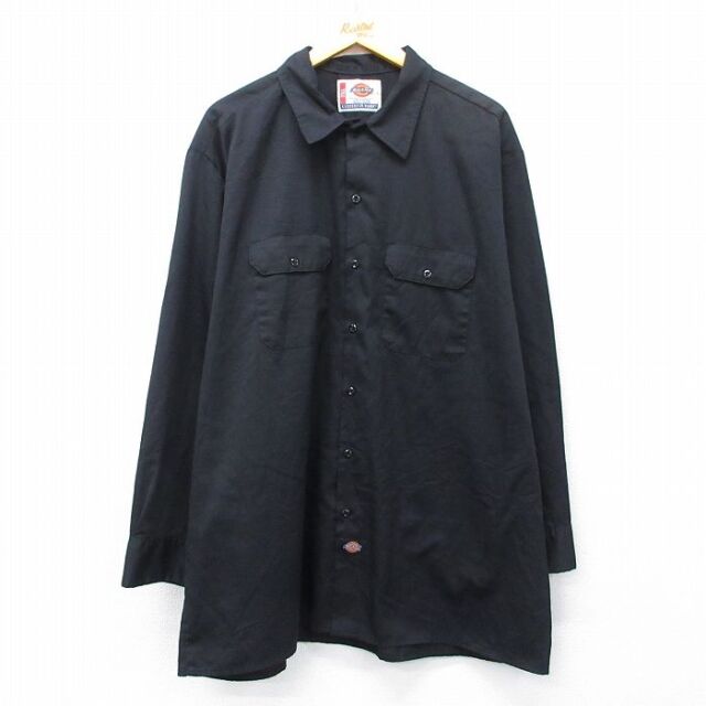 ディッキーズ 長袖ワークシャツ ブラック XL | 古着