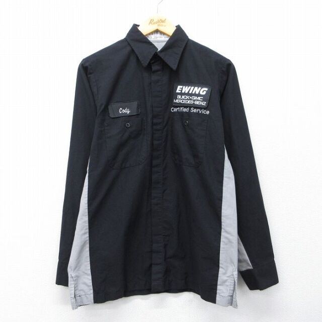 レッドキャップ 00s 長袖ワークシャツ EWING ブラック L | 古着