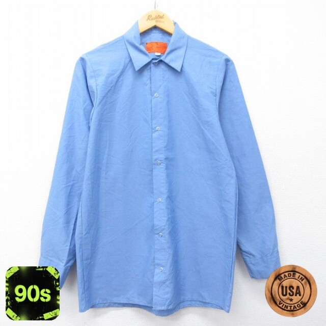 【50%OFF】90s 長袖ワークシャツ ネイビー M | 古着