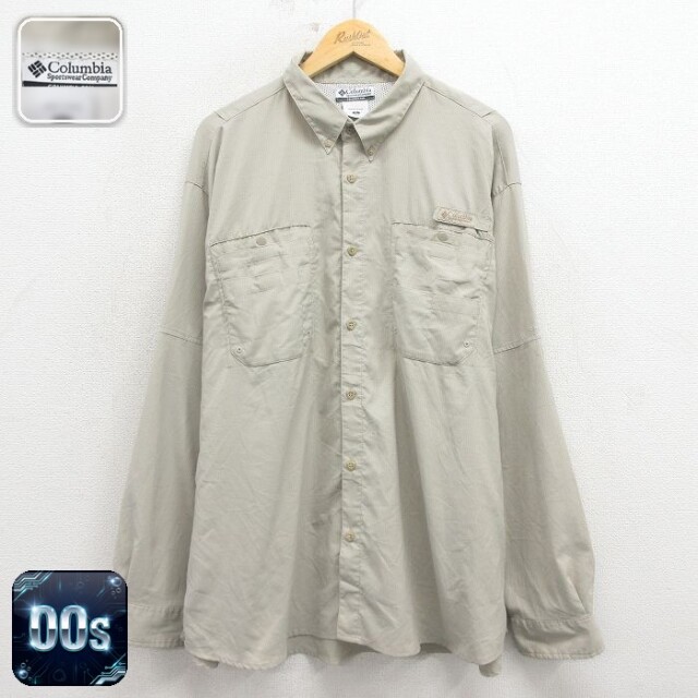 【50%OFF】コロンビア 00s 長袖フィッシングシャツ リップストップ ベージュ XL | 古着