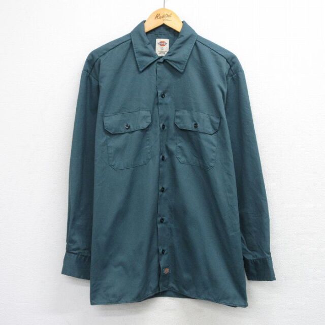 ディッキーズ 長袖ワークシャツ グリーン XL | 古着