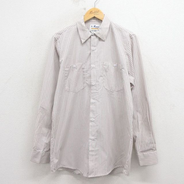 90s 長袖ワークシャツ ストライプ グレー L | 古着