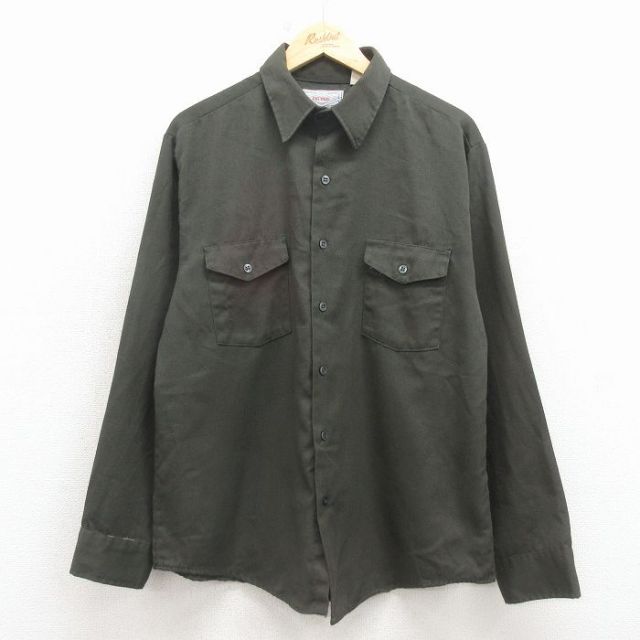 ビッグヤンク 80s 長袖ワークシャツ グリーン L | 古着