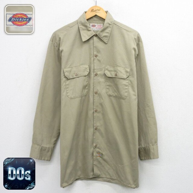 【20%OFF】ディッキーズ 00s 長袖ワークシャツ ベージュ メンズXL相当 | 古着