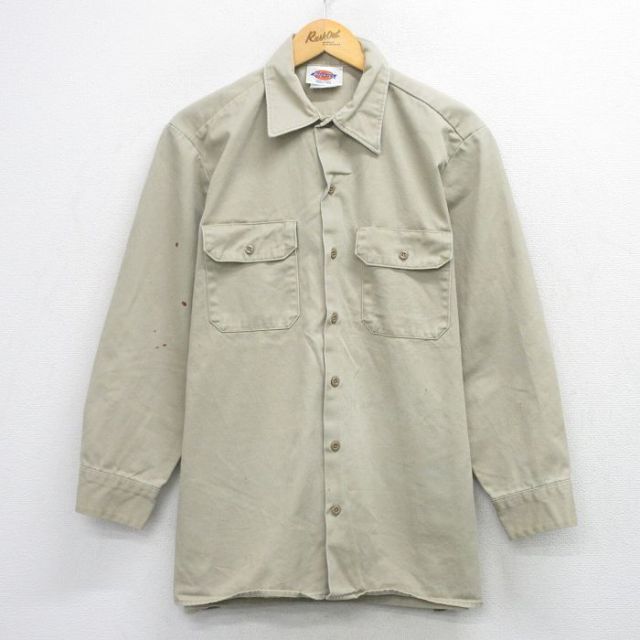 ディッキーズ 90s 長袖ワークシャツ ベージュ メンズXL相当 | 古着