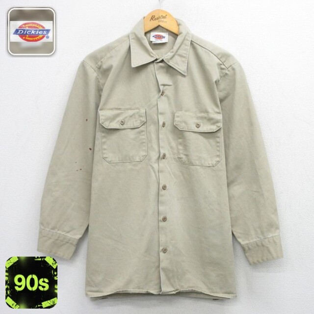 【20%OFF】ディッキーズ 90s 長袖ワークシャツ ベージュ メンズXL相当 | 古着