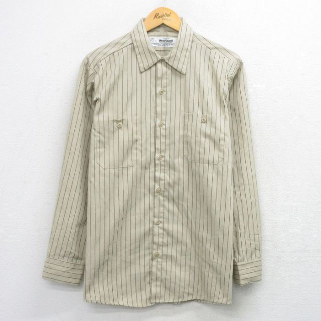 Wear Guard 90s 長袖ワークシャツ ストライプ ベージュ メンズXL相当 | 古着