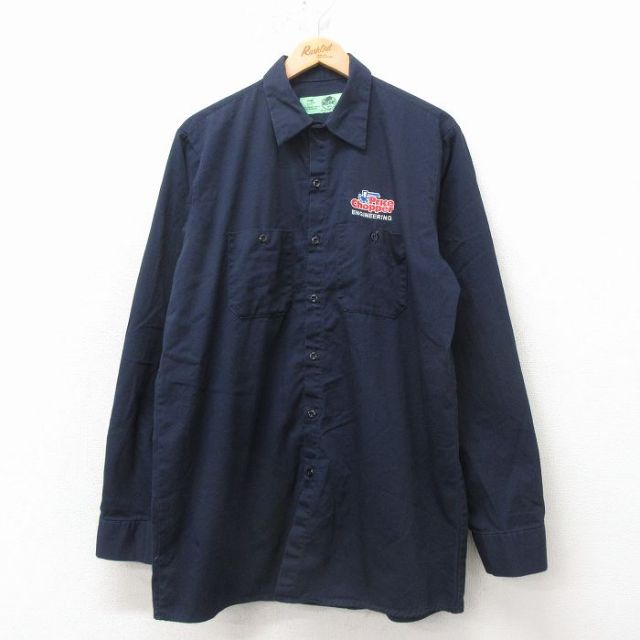 レッドキャップ 00s ワークシャツ エンジニアリング ネイビー メンズXL相当 | 古着