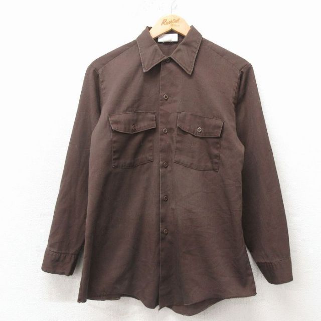 ディッキーズ 90s 長袖ワークシャツ ブラウン メンズM相当 | 古着