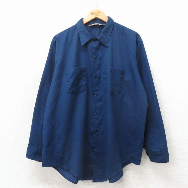 キー 70s 長袖ワークシャツ ネイビー メンズXL相当 | 古着