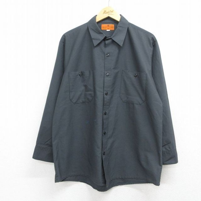 90s 長袖ワークシャツ グレー メンズXL相当 | 古着