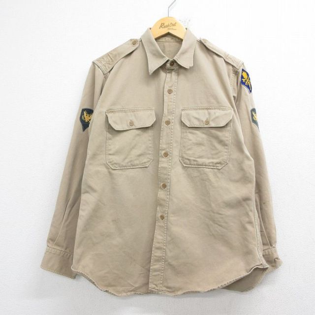 50s ミリタリーシャツ ベージュ メンズL相当 | 古着