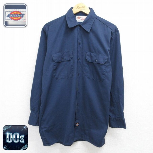 【20%OFF】ディッキーズ 00s 長袖シャツ ネイビー メンズL相当 | 古着