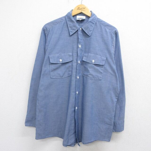 ディッキーズ 90s 長袖シャンブレーシャツ ネイビー メンズL相当 | 古着